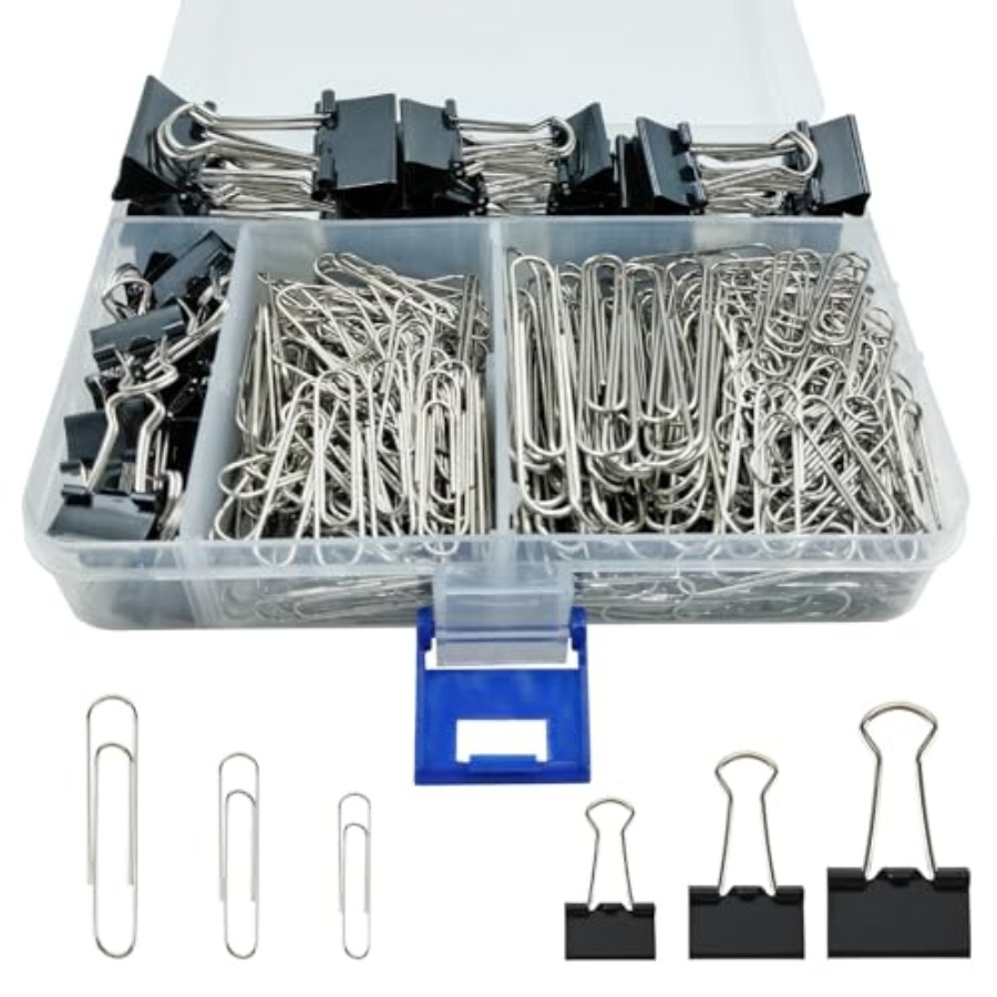 Binder Clip Assorted - 340 PCS Paper Clips and Binder