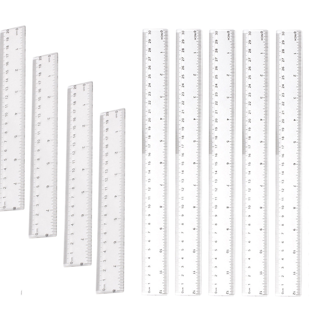 Ruler Set Transparent - 20Pcs Transparent Plastic Straight Ruler Set