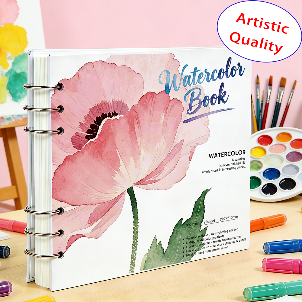 Art Sketchbook Ring - Watercolor Book 210x210mm 300GSM Heavyweight Rough