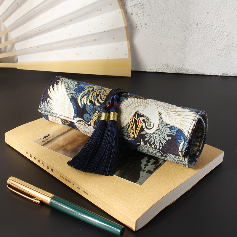Pen Pouch Roll - Japanese Retro Chinese Style Gold Foil