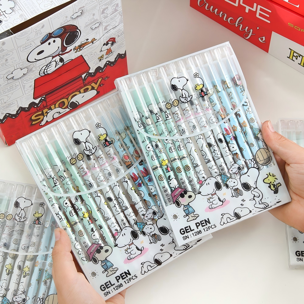 12 Pcs/Set Kawaii Snoopy Erasa - Gel Ink Pen Set recension och pris