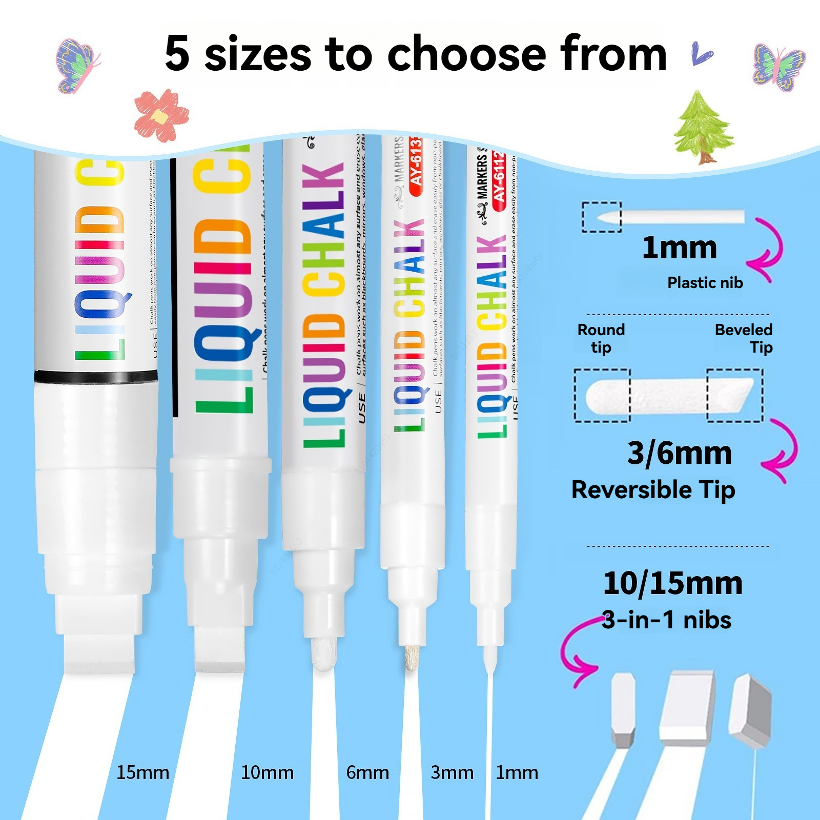 5pcs/set White Chalk Markers L - Whiteboard Marker Set recension och pris