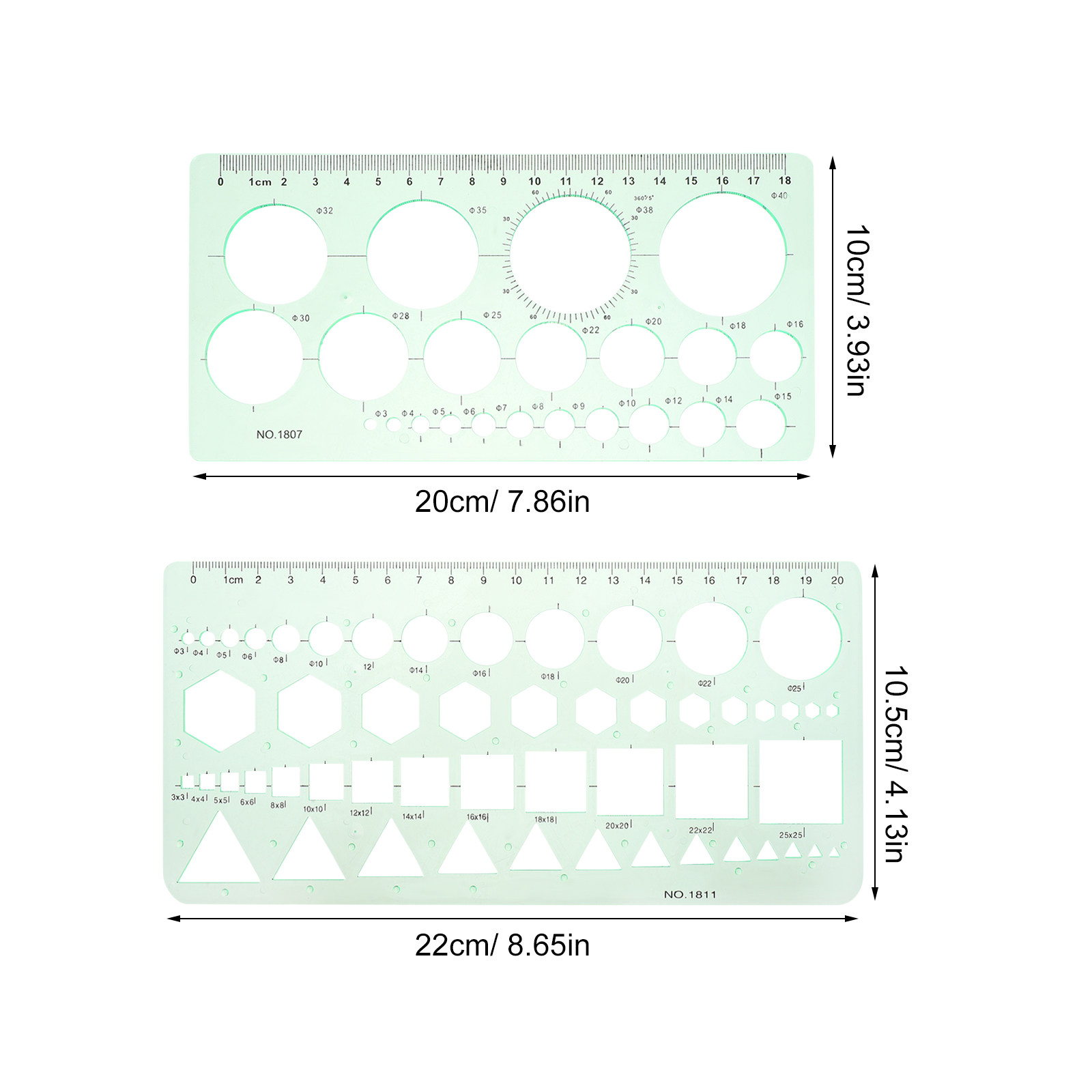2Pcs Transparent Drawing Templ - Ruler Set Transparent recension och pris