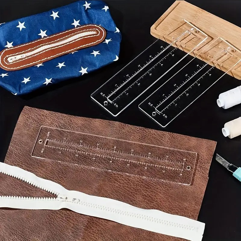 3pcs Acrylic Zipper Template S - Ruler Set Transparent recension och pris