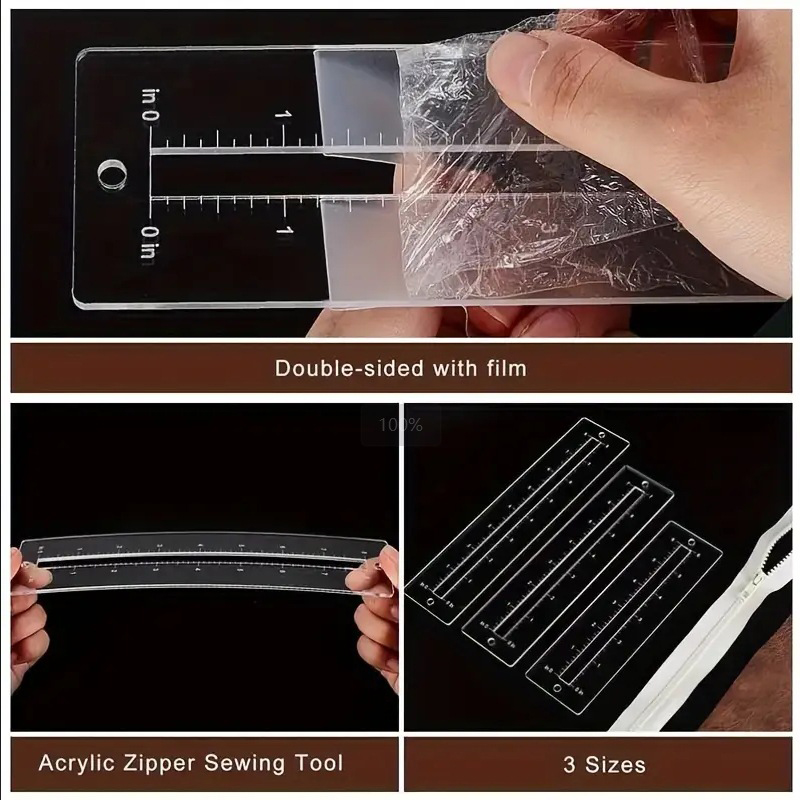 3pcs Acrylic Zipper Template S - Ruler Set Transparent recension och pris