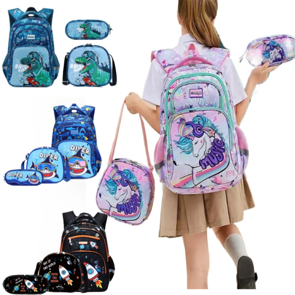 3PCS Kids Backpack Set Unicorn - Pencil Case Large recension och pris