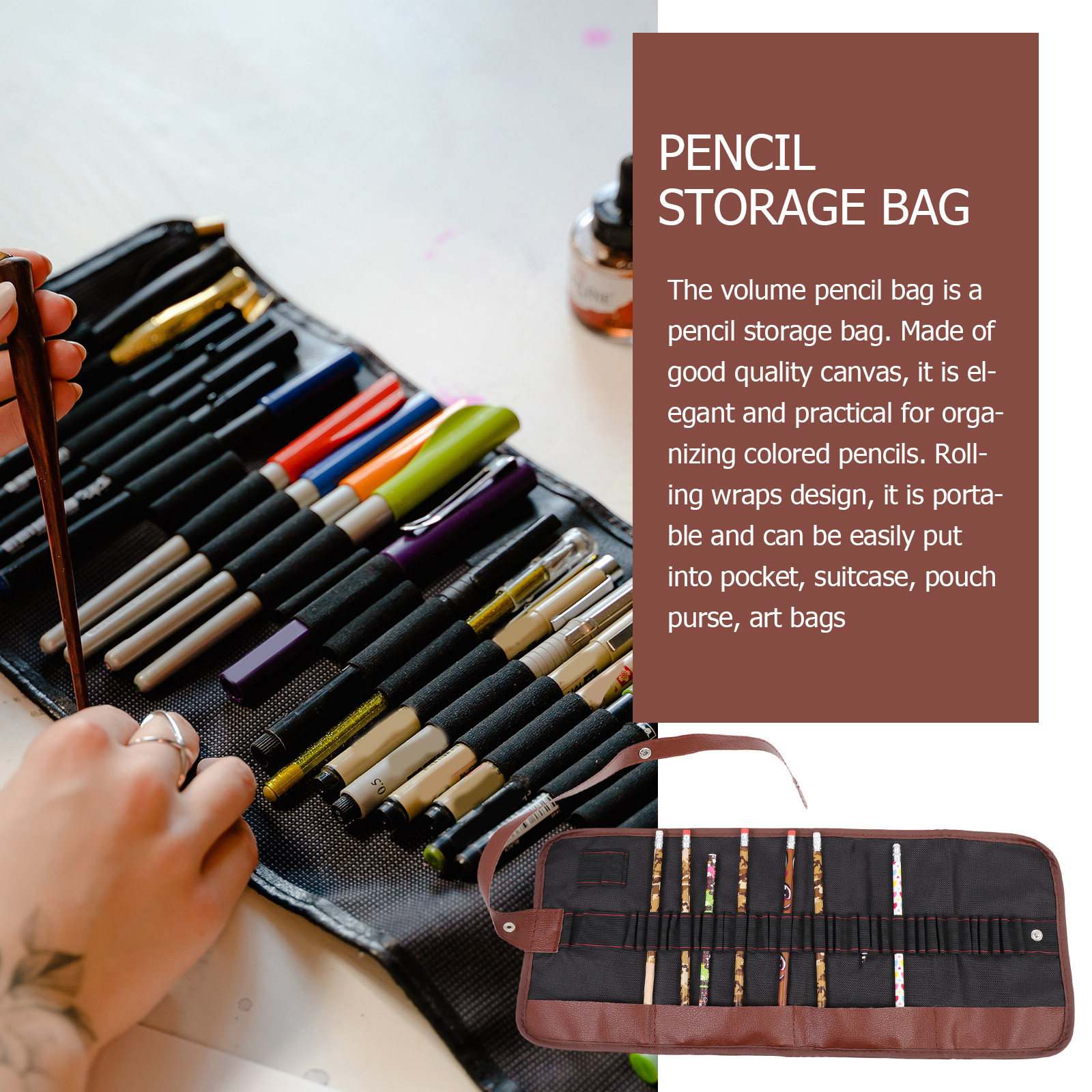 2Pcs Canvas Pencil Wrap Portab - Pen Pouch Roll recension och pris