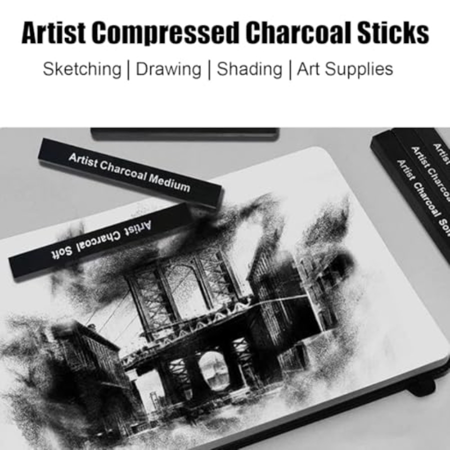 Compressed Charcoal Sticks 6 P - Rubber Eraser Kneaded recension och pris