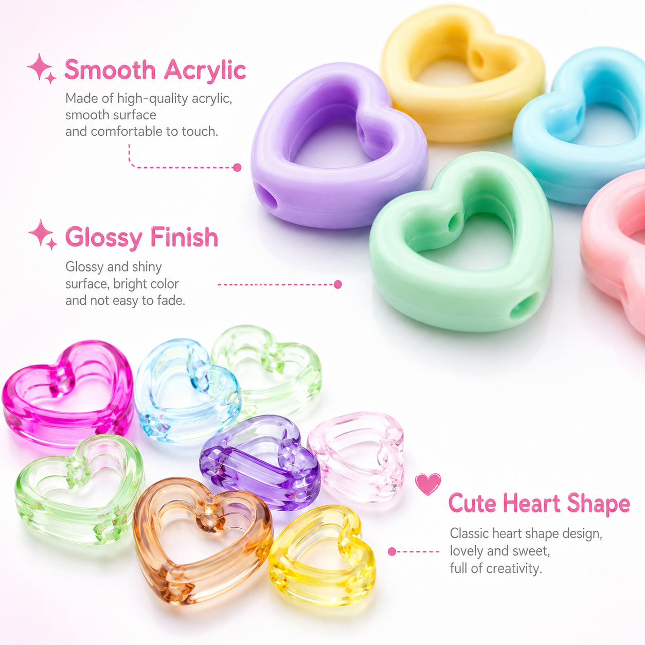 30Pcs Multicolor Clear Heart A - Stationery Supplier recension och pris