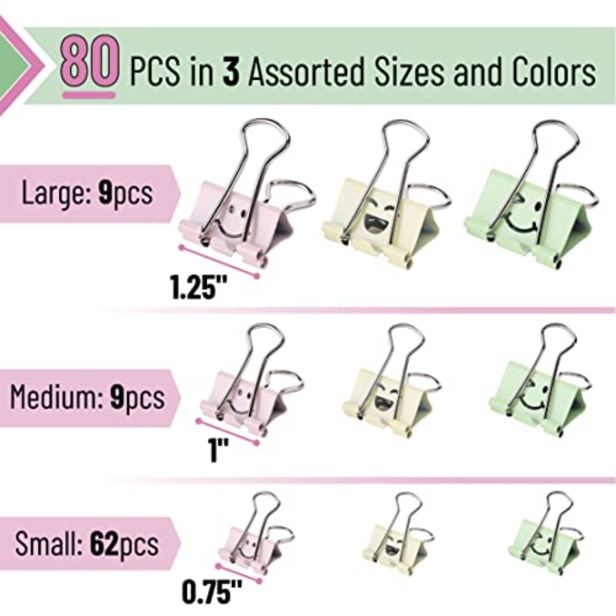- Cute Binder Clips, 80 pcs, A - Binder Clip Assorted recension och pris