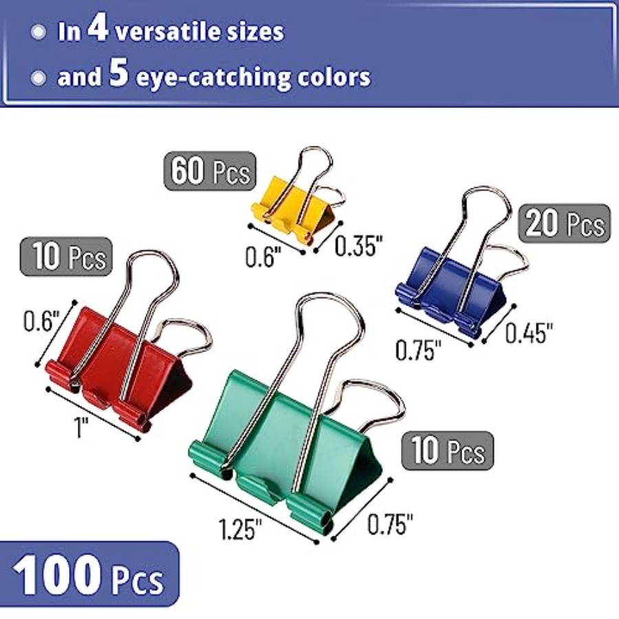 - Metal Binder Clips, 100 pcs, - Binder Clip Assorted recension och pris