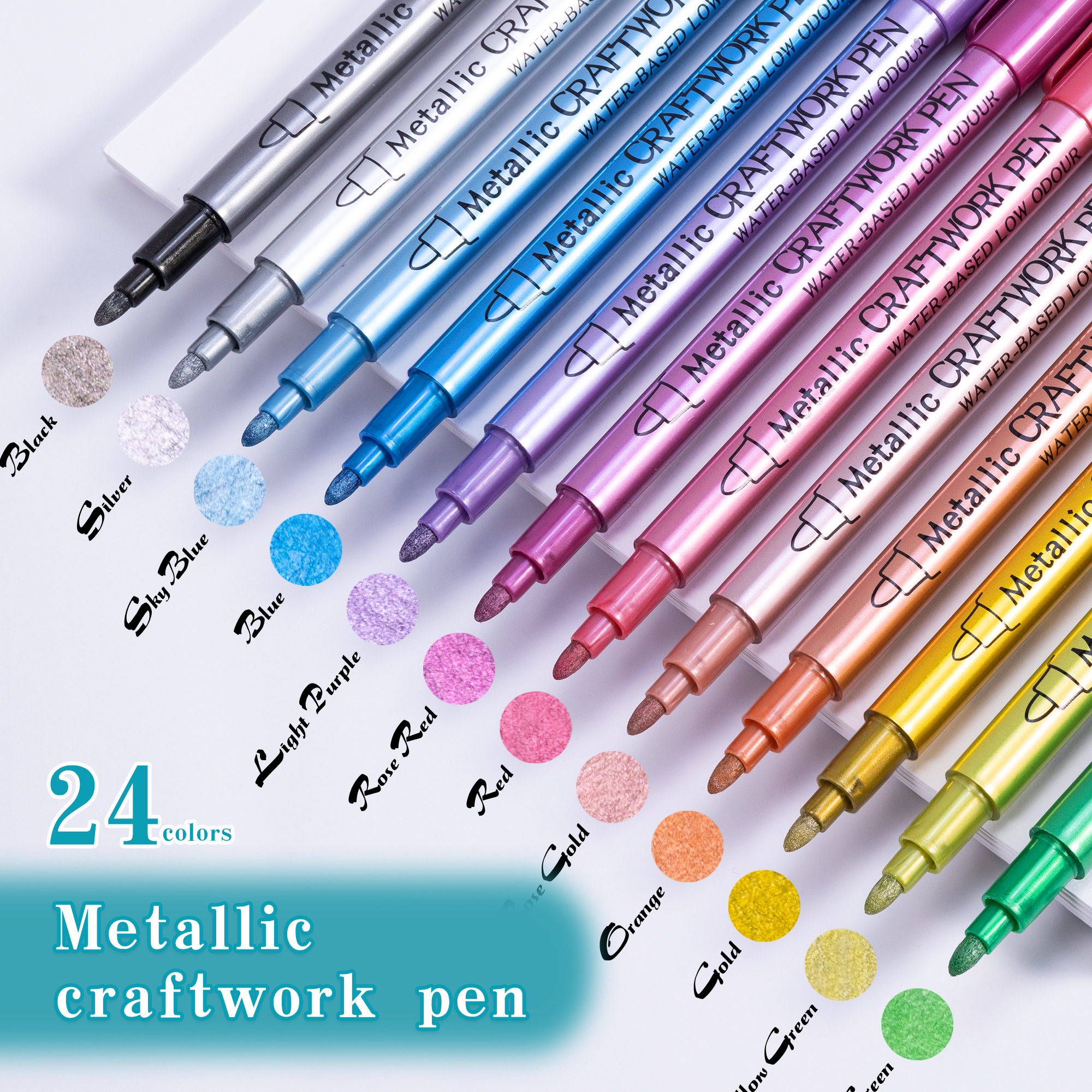 24 Colors Metallic Acrylic Pai - Whiteboard Marker Set recension och pris
