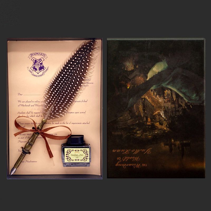 Vintage Wizard Feather Dip Pen - Calligraphy Ink Bottle recension och pris