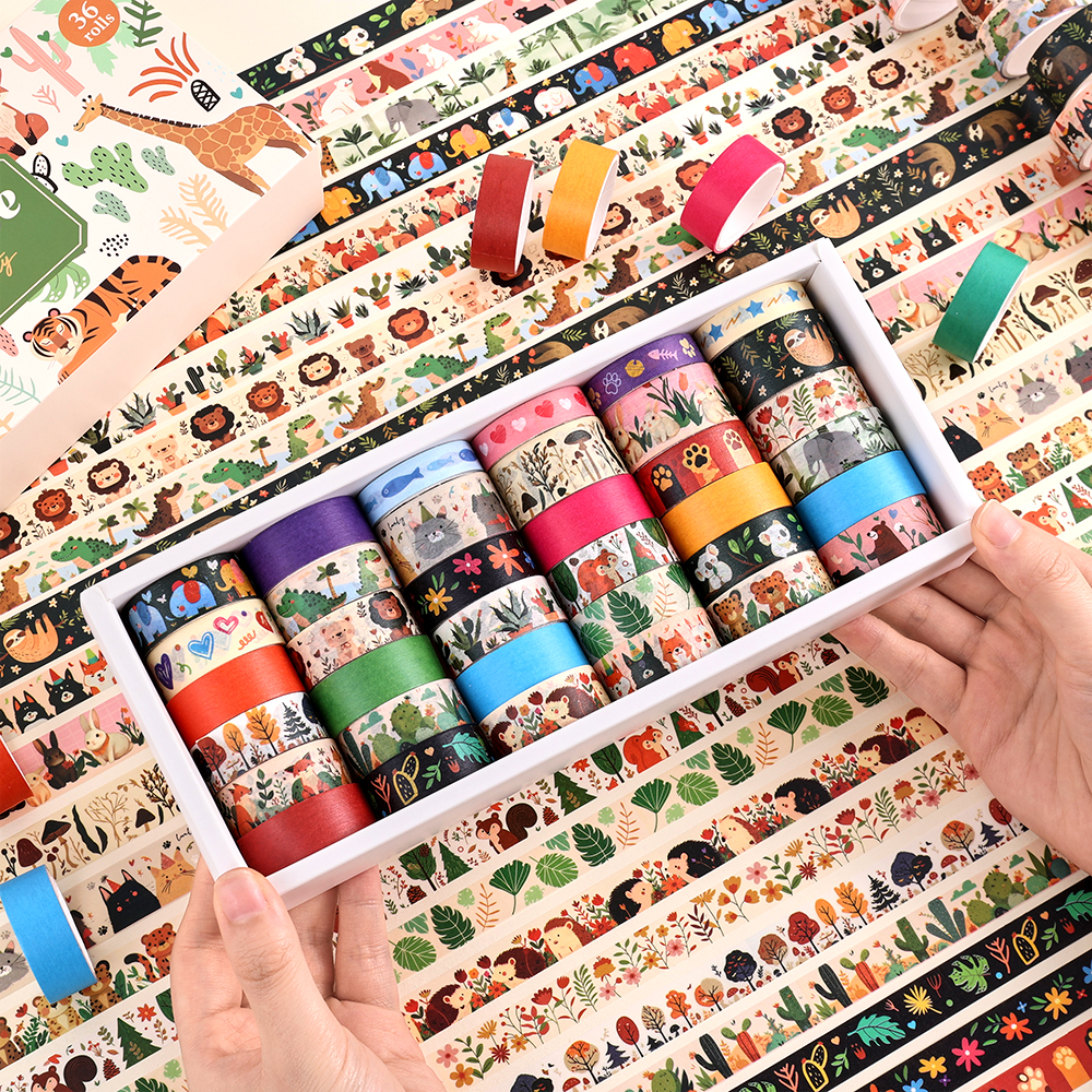 36 Rolls Vintage Animal Party  - Washi Tape Set recension och pris