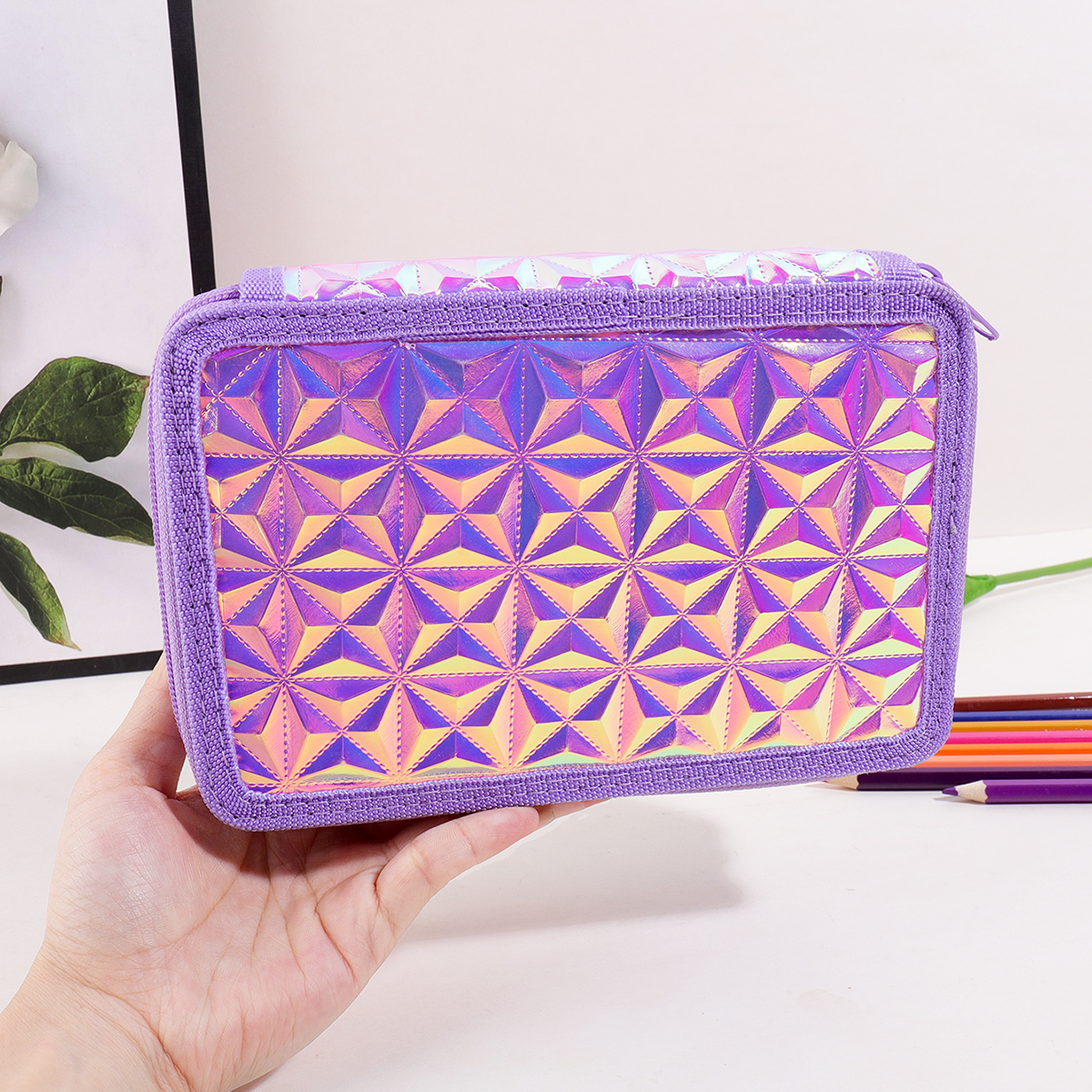 Y2K Purple Holographic Pencil  - Pencil Case Large recension och pris