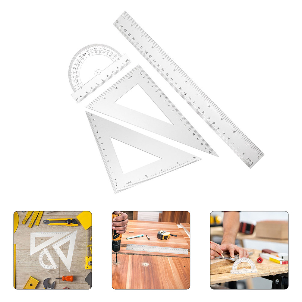 2Sets Geometry Tool Set Clear  - Ruler Set Transparent recension och pris