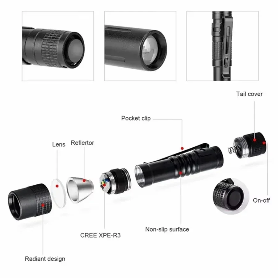 1-4PCS Mini Portable LED Pen L - Stationery Supply recension och pris