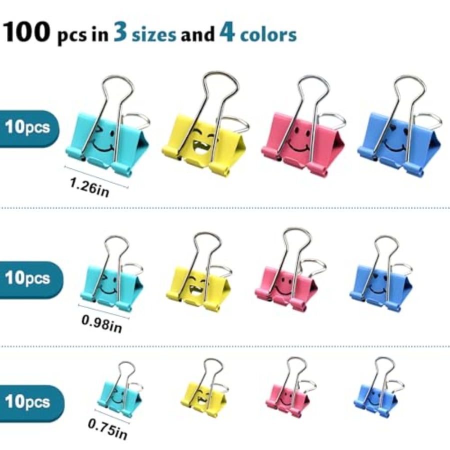 100 Pack Binder Clips Paper Cl - Binder Clip Assorted recension och pris