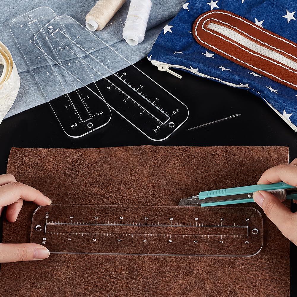 3Pcs, 3 sizes zipper making te - Ruler Set Transparent recension och pris