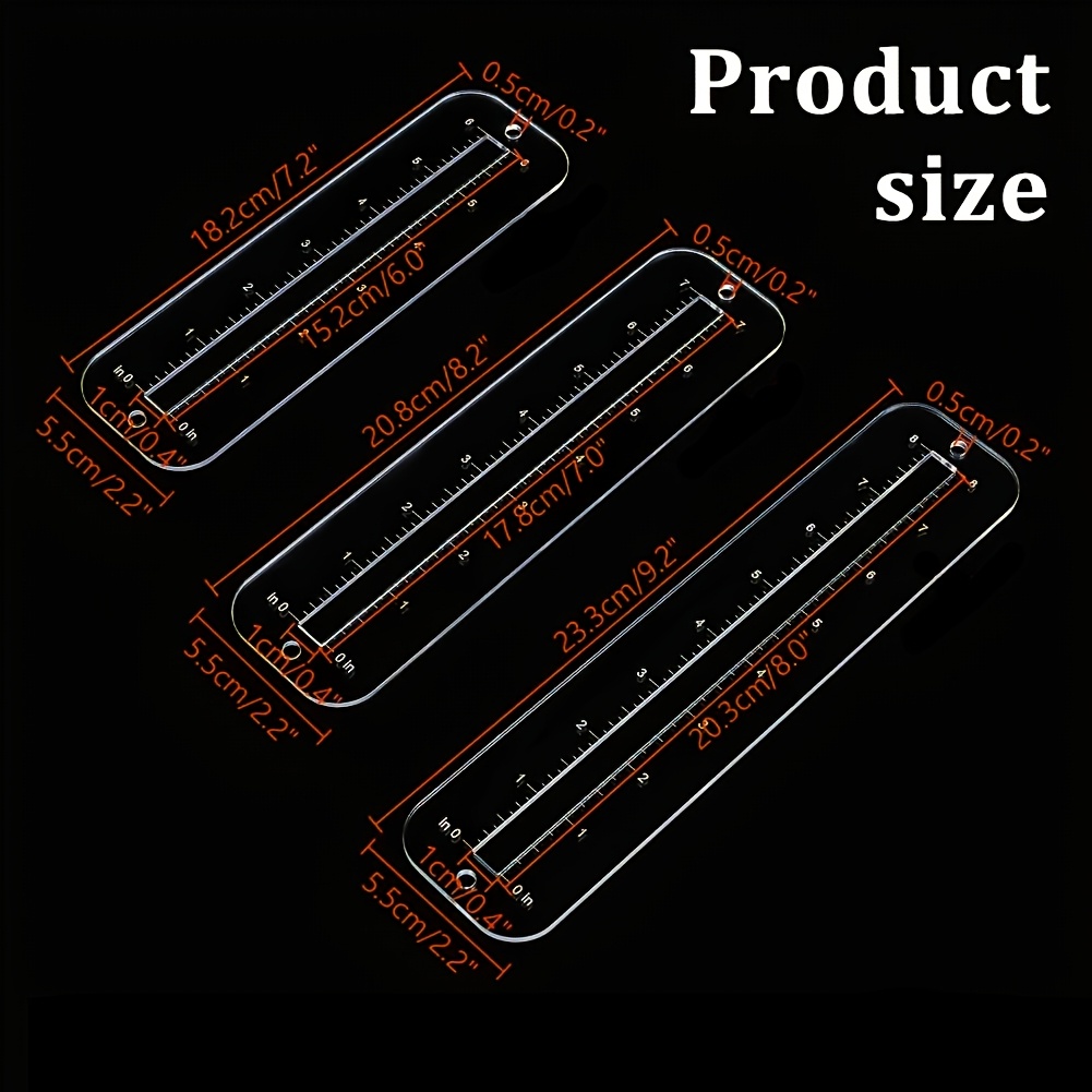 3Pcs, 3 sizes zipper making te - Ruler Set Transparent recension och pris