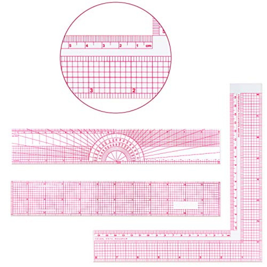 6 Pieces Clear Rulers Sewing T - Ruler Set Transparent recension och pris